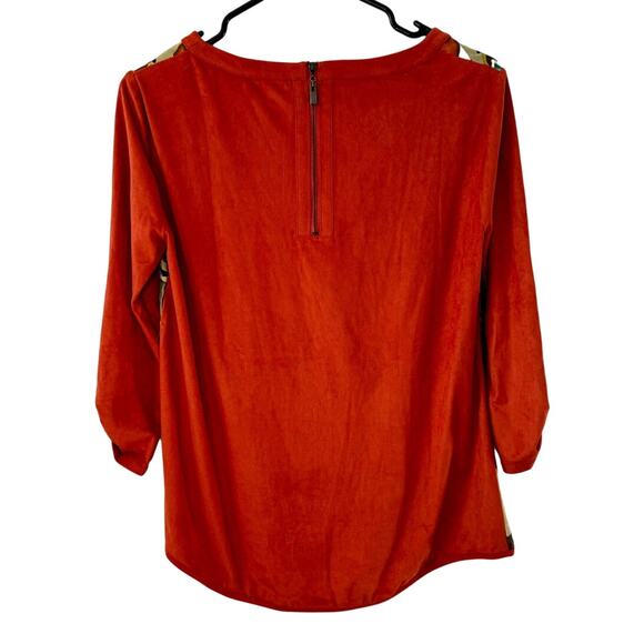 Alberto Makali Orange Abstract Print Women Size Small Designer Fashion Top - Picture 3 of 10